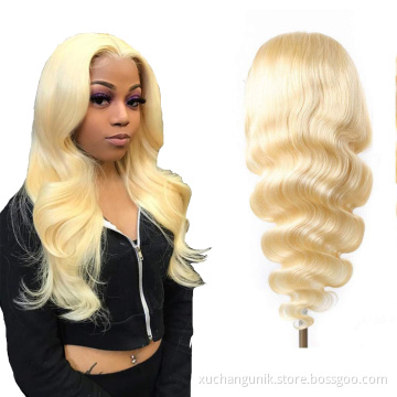 Uniky Best Quality 613 blonde Human Hair wigs,100% Remy straight Brazilian Virgin Hair Lace Front Wig